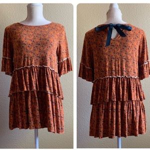 Matilda Jane Floral Boho Layered Tiered Short Sleeve Blouse Cottagecore